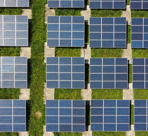 Aerial view of a solar array