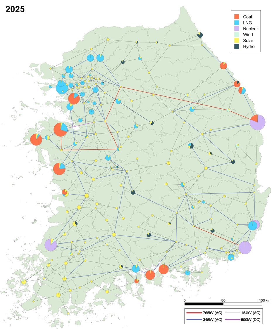 KPG 193 — synthetic map of the Korean power grid